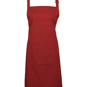 Colours bib apron with pocket - Red, One size