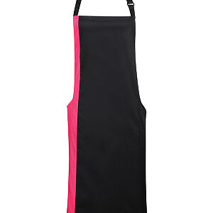Contrast bib apron - Black/Hot Pink, One size