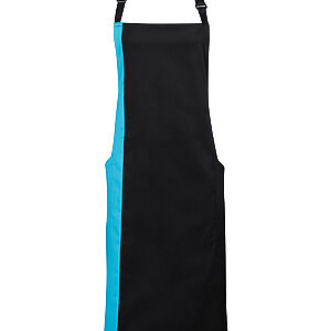 Contrast bib apron - Black/Turquoise, One size