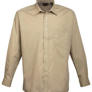 Long sleeve poplin shirt - Khaki, 14.5