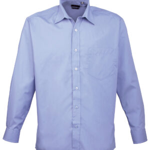 Long sleeve poplin shirt - Mid Blue, 14.5
