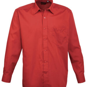 Long sleeve poplin shirt - Red, 14.5