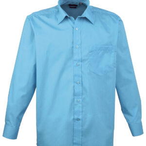 Long sleeve poplin shirt - Turquoise, 14.5