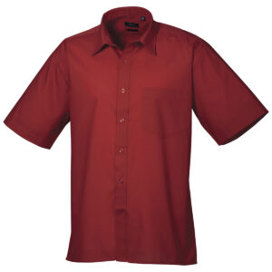 Short sleeve poplin shirt - Burgundy, 14.5