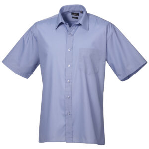 Short sleeve poplin shirt - Mid Blue, 14.5