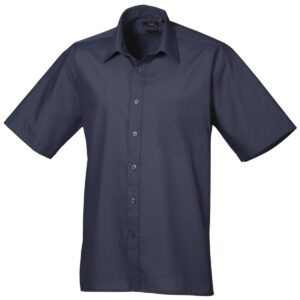 Short sleeve poplin shirt - Navy, 14.5