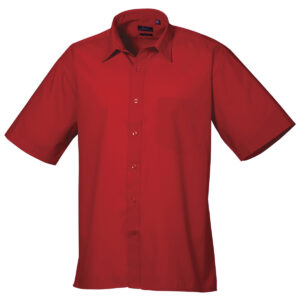 Short sleeve poplin shirt - Red, 14.5