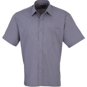 Short sleeve poplin shirt - Steel, 14.5