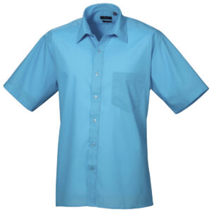 Short sleeve poplin shirt - Turquoise, 14.5