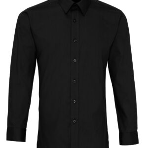 Poplin fitted long sleeve shirt - Black, 14.5