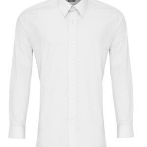 Poplin fitted long sleeve shirt - White, 14.5