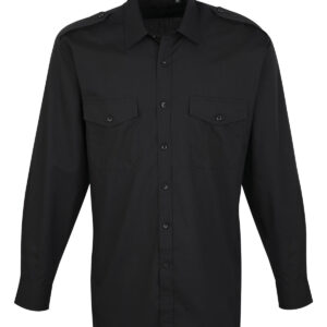 Long sleeve pilot shirt - Black, 14.5