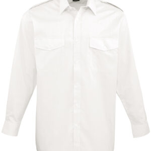 Long sleeve pilot shirt - White, 14.5