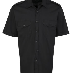 Short sleeve pilot shirt - Black, 14.5