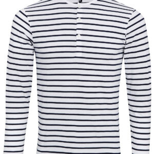 Long John roll-sleeve tee - White/Navy, XS