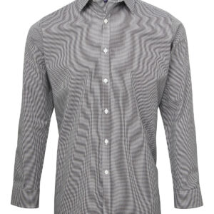 Microcheck (Gingham) long sleeve cotton shirt - Black White, XS