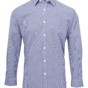 Microcheck (Gingham) long sleeve cotton shirt - Navy/White, XS