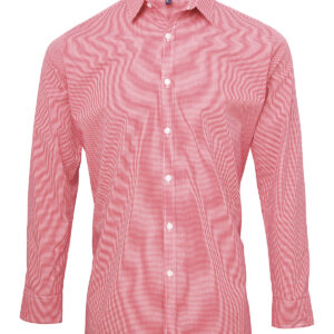 Microcheck (Gingham) long sleeve cotton shirt - Red/White, XS