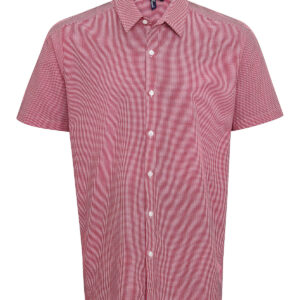 Microcheck (Gingham) short sleeve cotton shirt - Red/White, XS