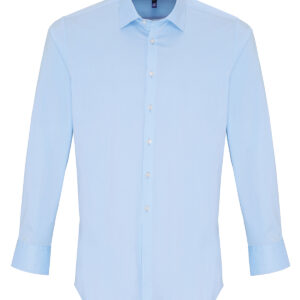 Stretch fit cotton poplin long sleeve shirt - Pale Blue, XS