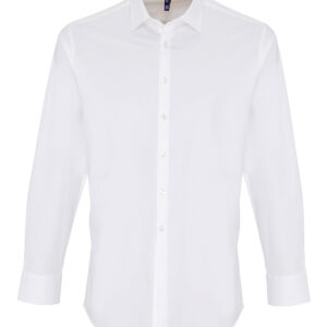 Stretch fit cotton poplin long sleeve shirt - White, XS