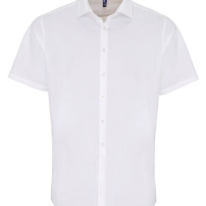 Stretch fit cotton poplin short sleeve shirt - White, XS