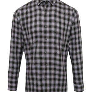 Mulligan check cotton long sleeve shirt - Steel/Black, S