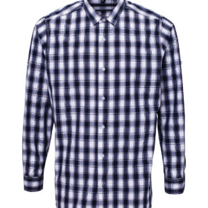 Mulligan check cotton long sleeve shirt - White/Navy, S