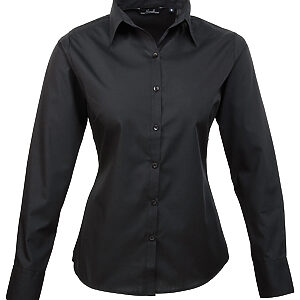 Women's poplin long sleeve blouse - Black, 6
