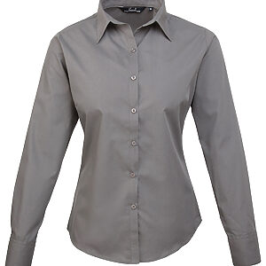 Women's poplin long sleeve blouse - Dark Grey, 6