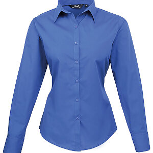 Women's poplin long sleeve blouse - Royal, 6