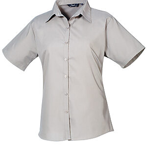 Women's short sleeve poplin blouse - Silver, 6