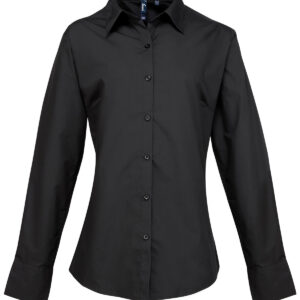 Women's supreme poplin long sleeve shirt - Black, 8