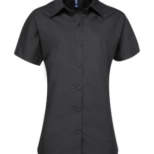 Women's supreme poplin short sleeve shirt - Black, 8