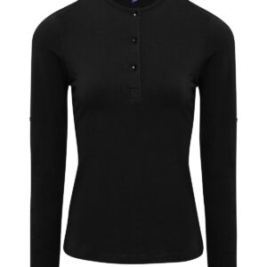 Women's Long John roll-sleeve tee - Black, XS