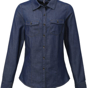 Women's jeans stitch denim shirt - Indigo Denim, XS