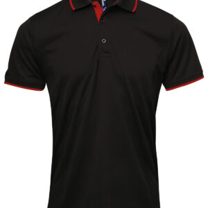 Contrast Coolchecker® polo - Black/Red, S