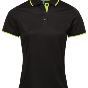 Women's contrast Coolchecker® polo - Black/Lime, XS