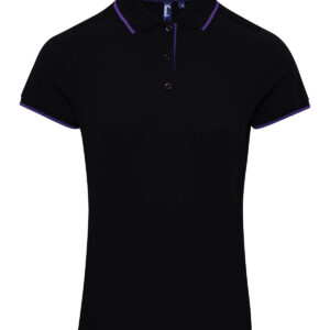Women's contrast Coolchecker® polo - Black/Purple, XS