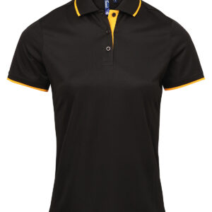 Women's contrast Coolchecker® polo - Black/Sunflower, XS