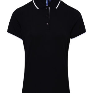 Women's contrast Coolchecker® polo - Black White, XS