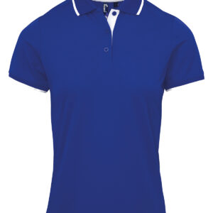 Women's contrast Coolchecker® polo - Royal/White, XS