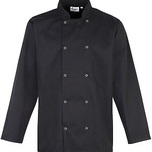 Studded front long sleeve chef's jacket - Black, XS