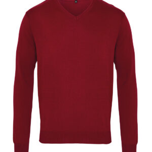V-neck knitted sweater - Burgundy, XXS