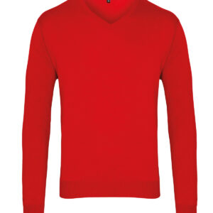 V-neck knitted sweater - Red, XXS