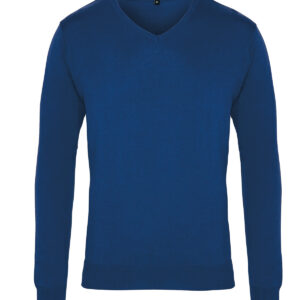 V-neck knitted sweater - Royal, XXS