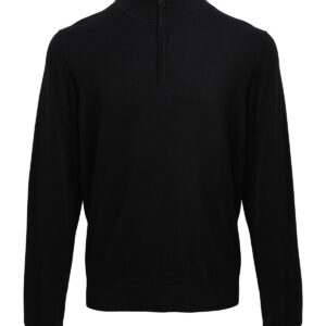 ¼ zip knitted sweater - Black, XS