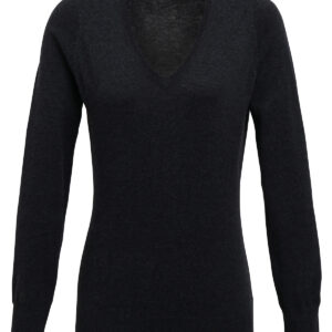Women's v-neck knitted sweater - Charcoal, 8