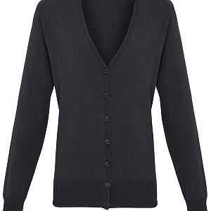 Women's button-through knitted cardigan - Charcoal, 8
