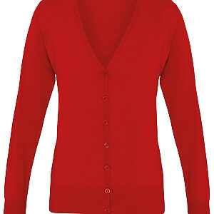 Women's button-through knitted cardigan - Red, 8